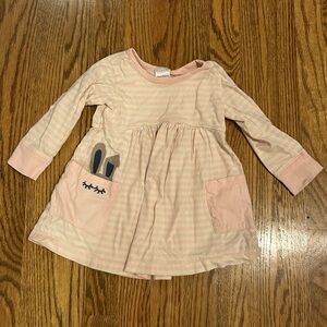 Hanna Andersson Pink Striped Skater Dress with Pocket Accents